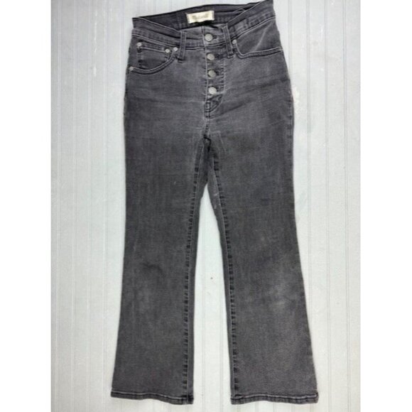 Madewell Size 23p Petite Womens Jeans Cali Demi Boot Black Mid Rise Stre… - Picture 1 of 5